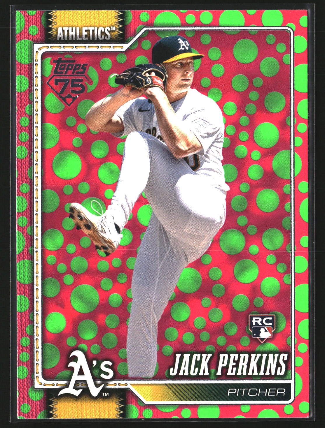Jack Perkins 2026 Topps 206 Holiday Polka Dots Green/Pink Athletics