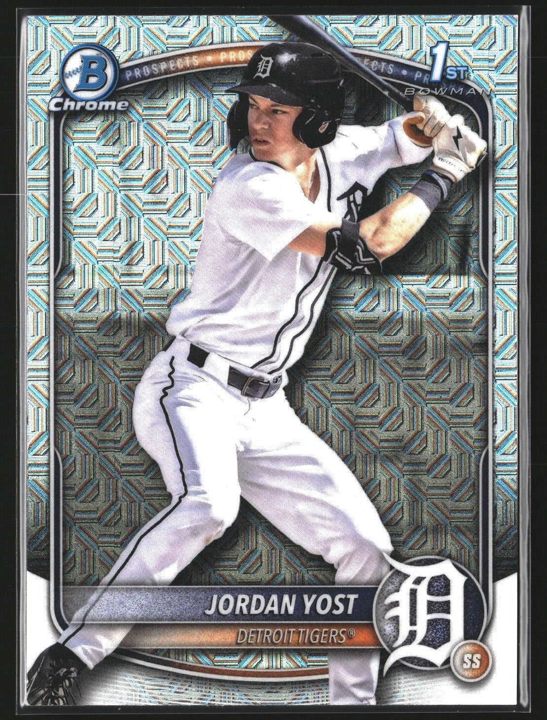 Jordan Yost 2025 Bowman Draft BDC-162 Chrome Mojo Refractor Detroit Tigers