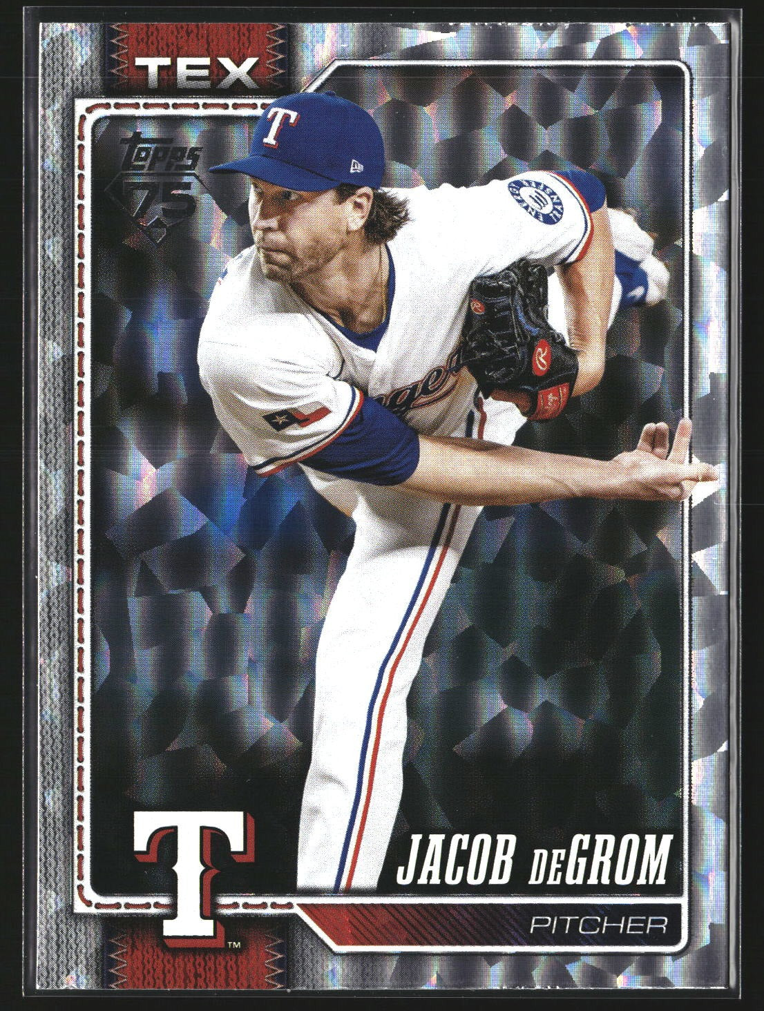 Jacob deGrom 2026 Topps 99 Silver Crackle Foil Texas Rangers