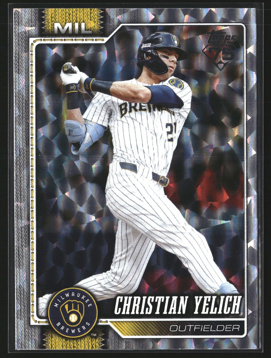 Christian Yelich 2026 Topps 154 Silver Crackle Foil Milwaukee Brewers
