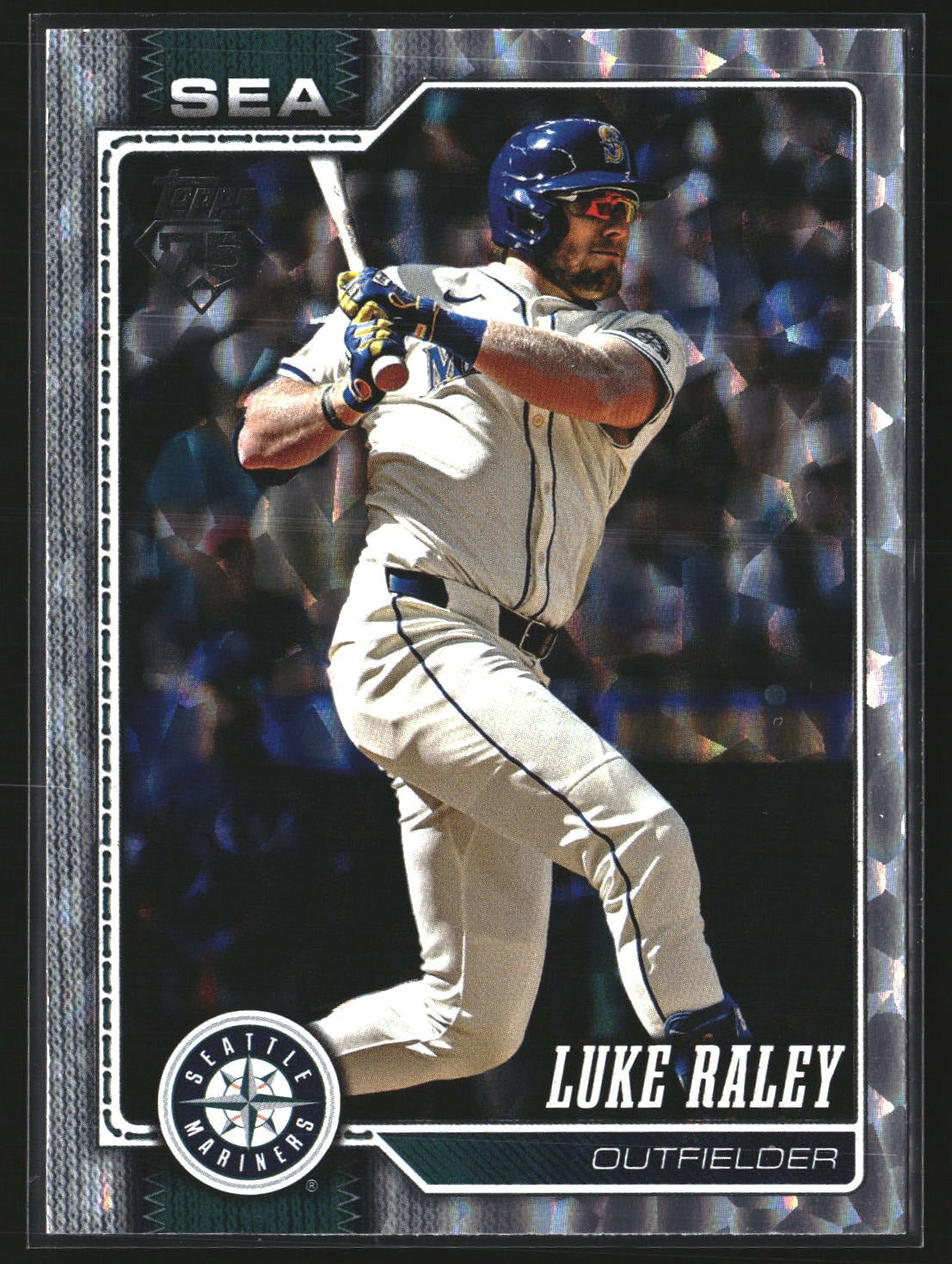 Luke Raley 2026 Topps 142 Silver Crackle Foil Seattle Mariners