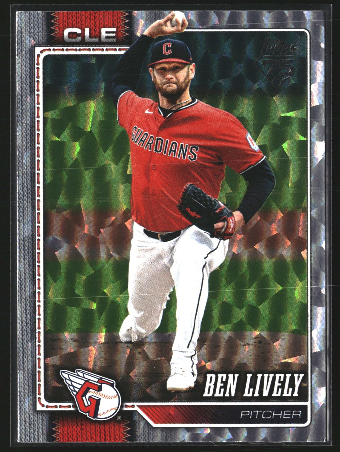 Ben Lively 2026 Topps 109 Silver Crackle Foil Cleveland Guardians