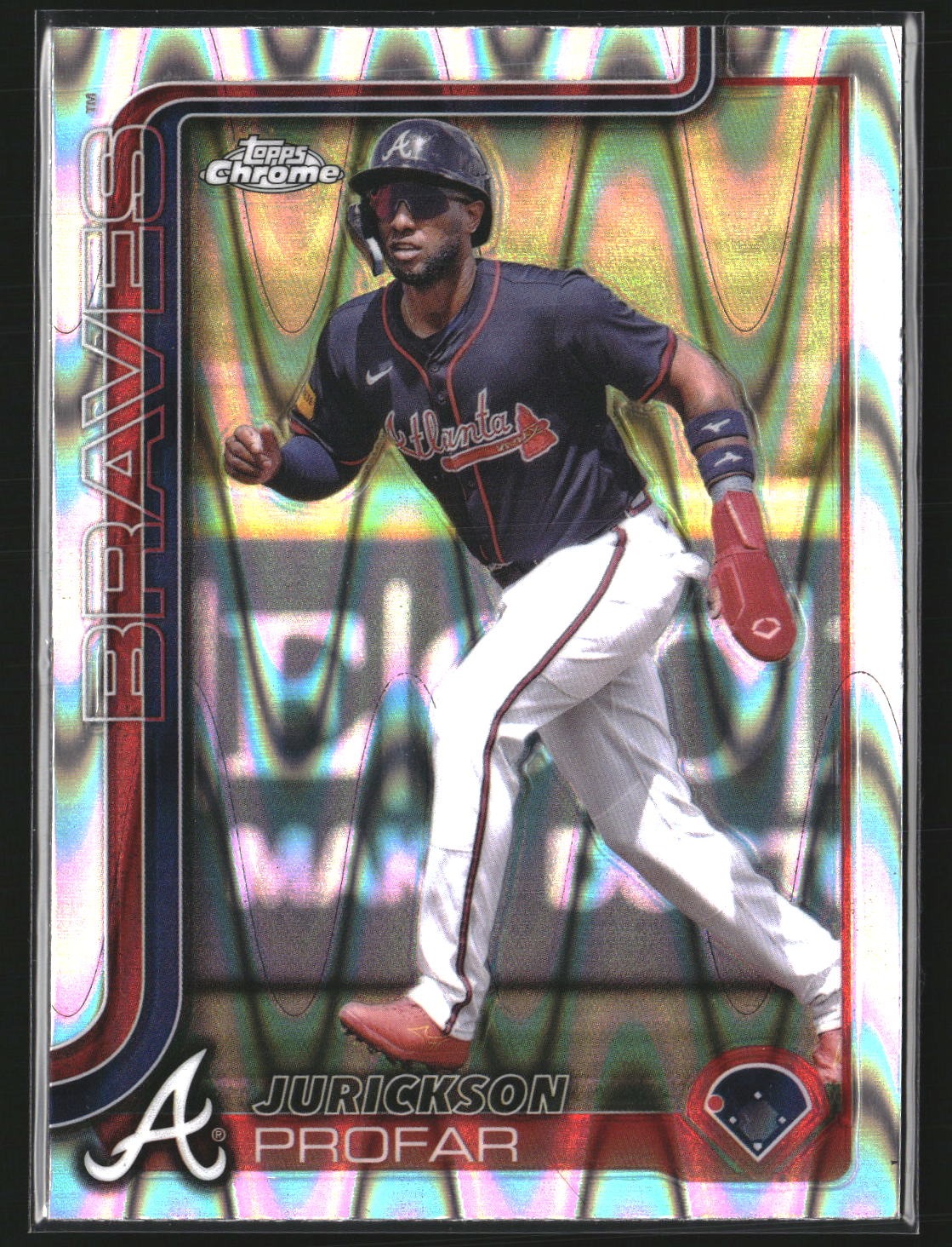 Jurickson Profar 2025 Topps Chrome 143 RayWave Refractor Atlanta Braves