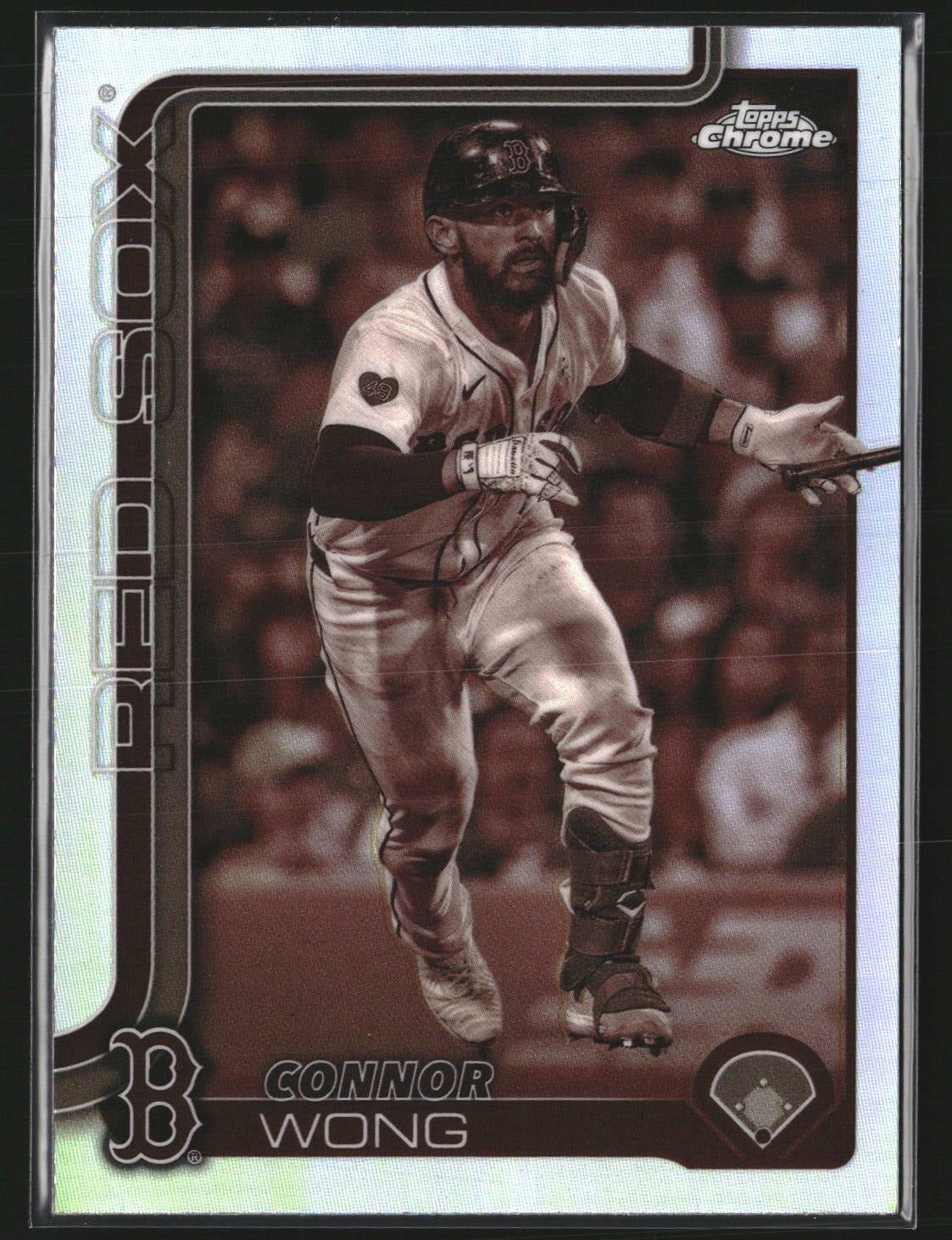 Connor Wong 2025 Topps Chrome 10 Sepia Refractor Boston Red Sox