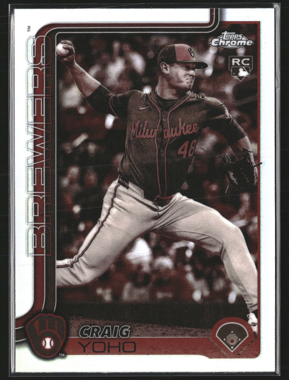 Craig Yoho 2025 Topps Chrome Update USC131 Sepia Refractor RC Milwaukee Brewers
