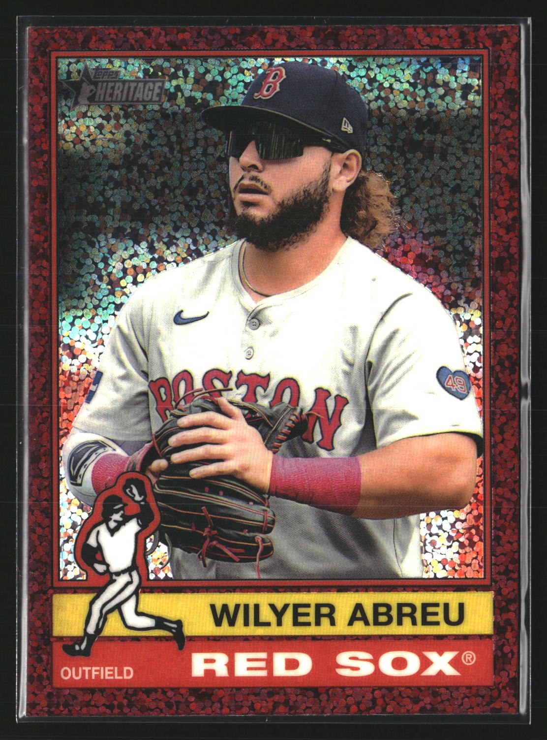 Wilyer Abreu 2025 Topps Heritage 89 Chrome Burgundy Sparkle Refractor Red Sox