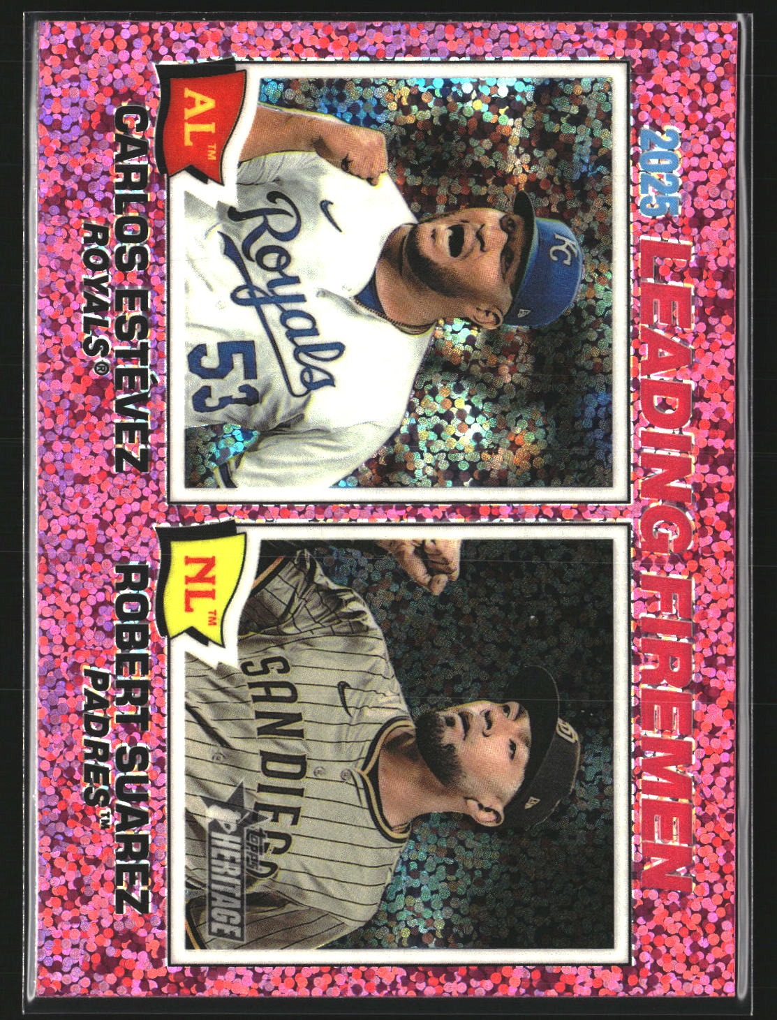 2025 Firemen Estevez / Robert 2026 Topp Heritage 8 Chrome Pink Sparkle Refractor