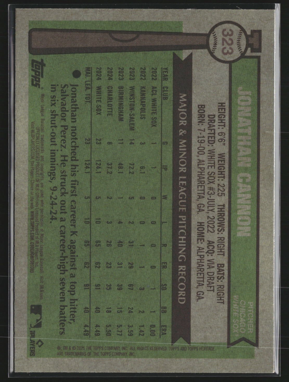 Jonathan Cannon 2025 Topps Heritage 323 Chrome Burgundy Sparkle Refractor Sox