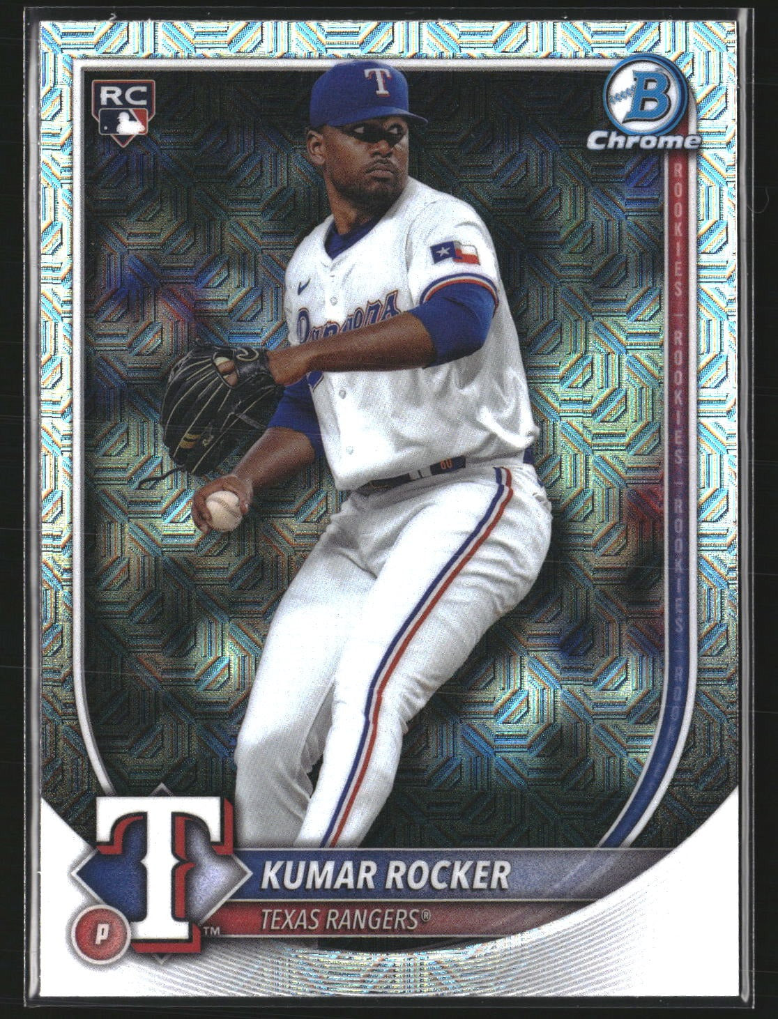 Kumar Rocker 2025 Bowman 80 Chrome Mojo Refractor RC RC Texas Rangers