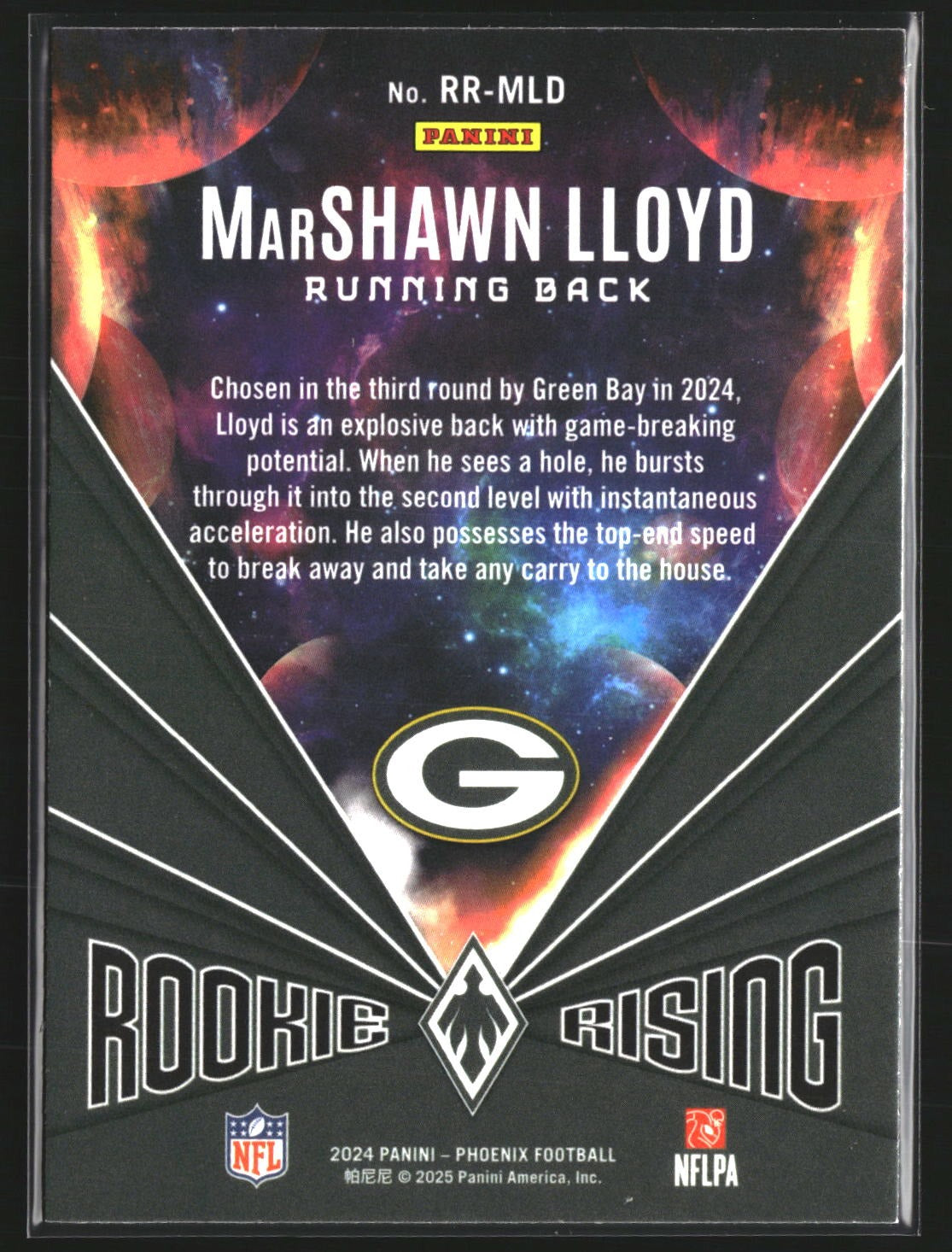 MarShawn Lloyd 2024 Panini Phoenix RR-MLD Rookie Rising Hyper Green Bay Packers