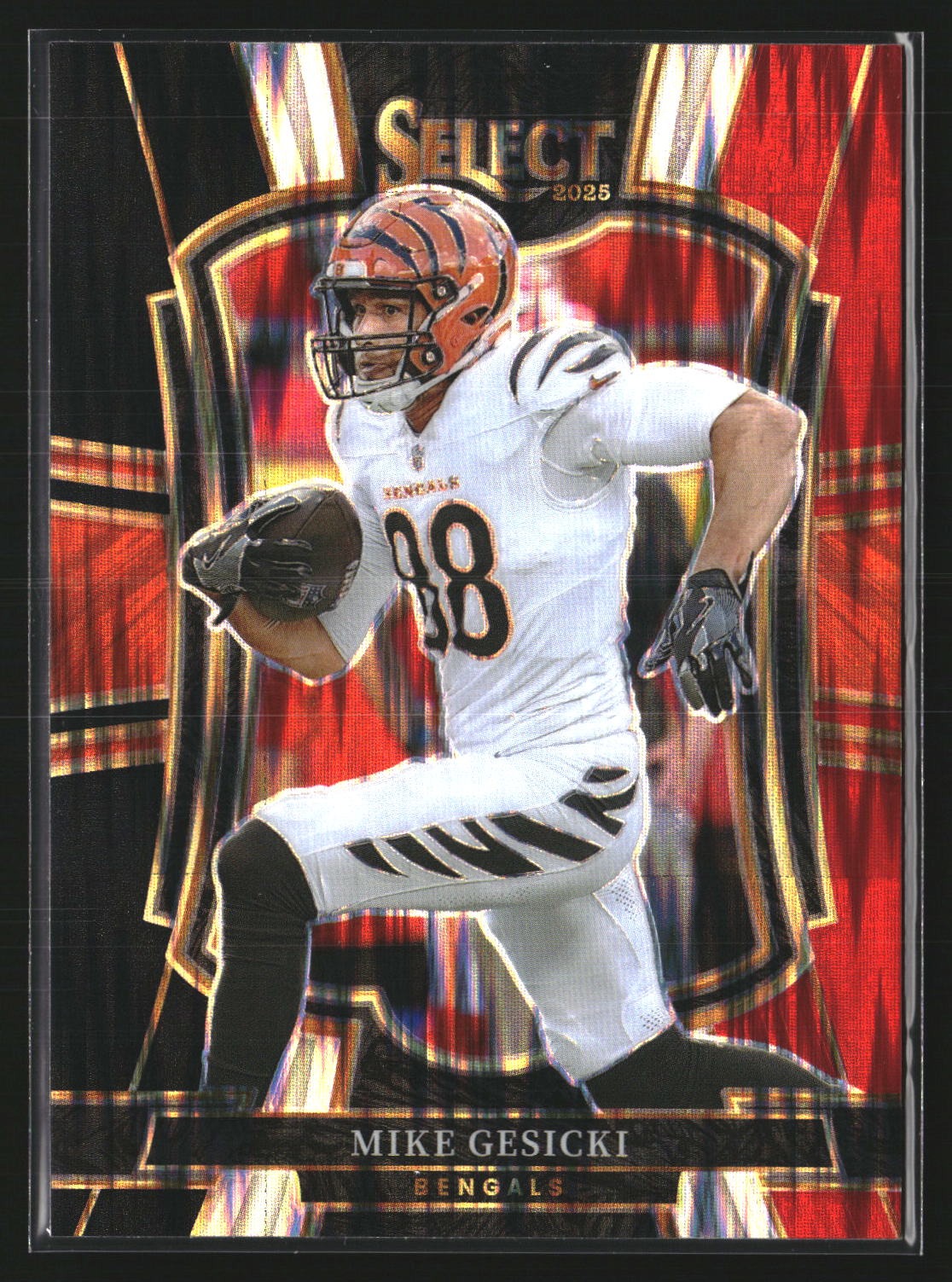 Mike Gesicki 2025 Panini Select 159 Black and Red Prizm Shock Cincinnati Bengals