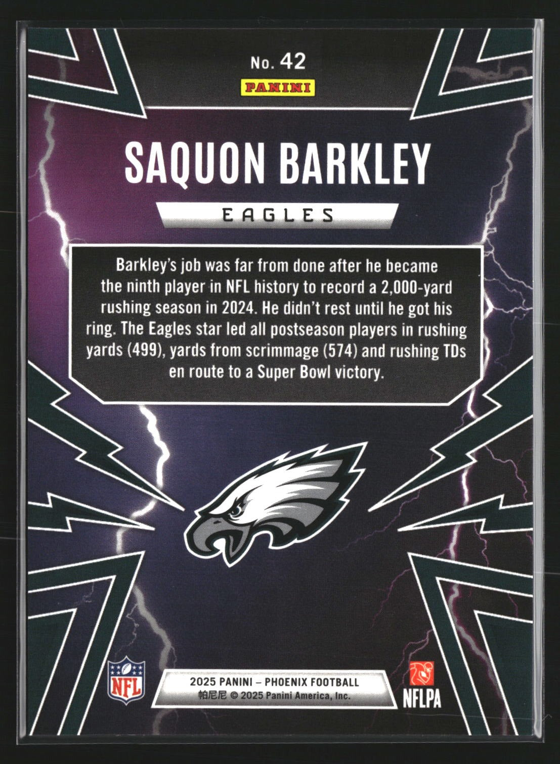 Saquon Barkley 2025 Panini Phoenix 42 Thunderbirds Philadelphia Eagles