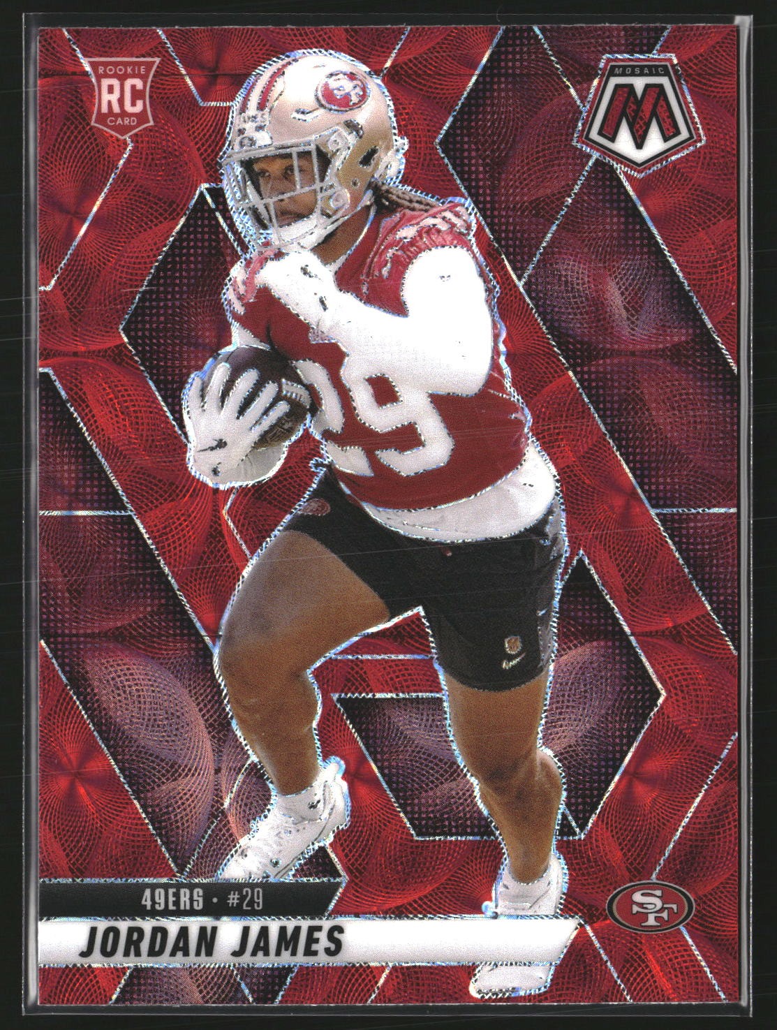 Jordan James 2025 Panini Mosaic 370 Red Scope RC RC San Francisco 49ers