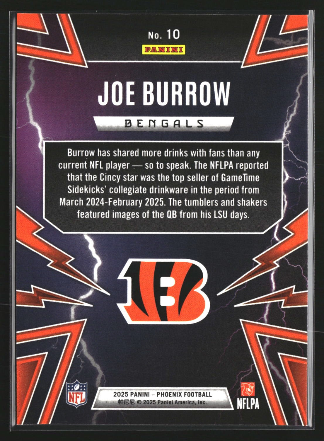 Joe Burrow 2025 Panini Phoenix 10 Thunderbirds Cincinnati Bengals