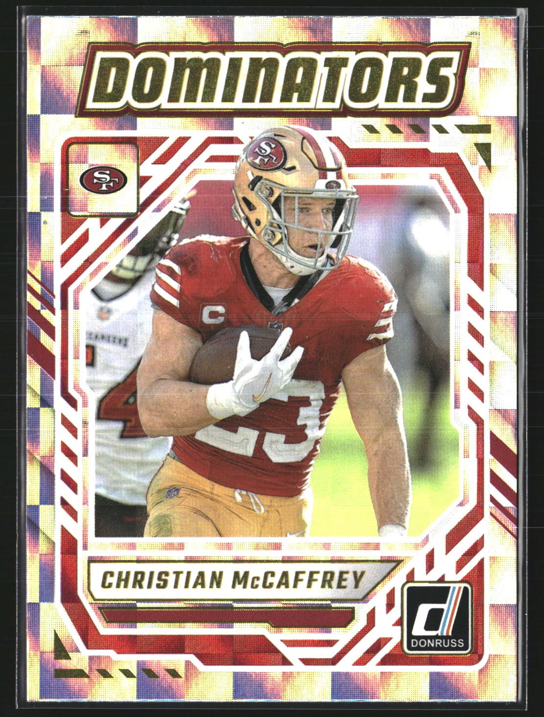 Christian McCaffrey 2025 Donruss DOM-CMY Dominators San Francisco 49ers