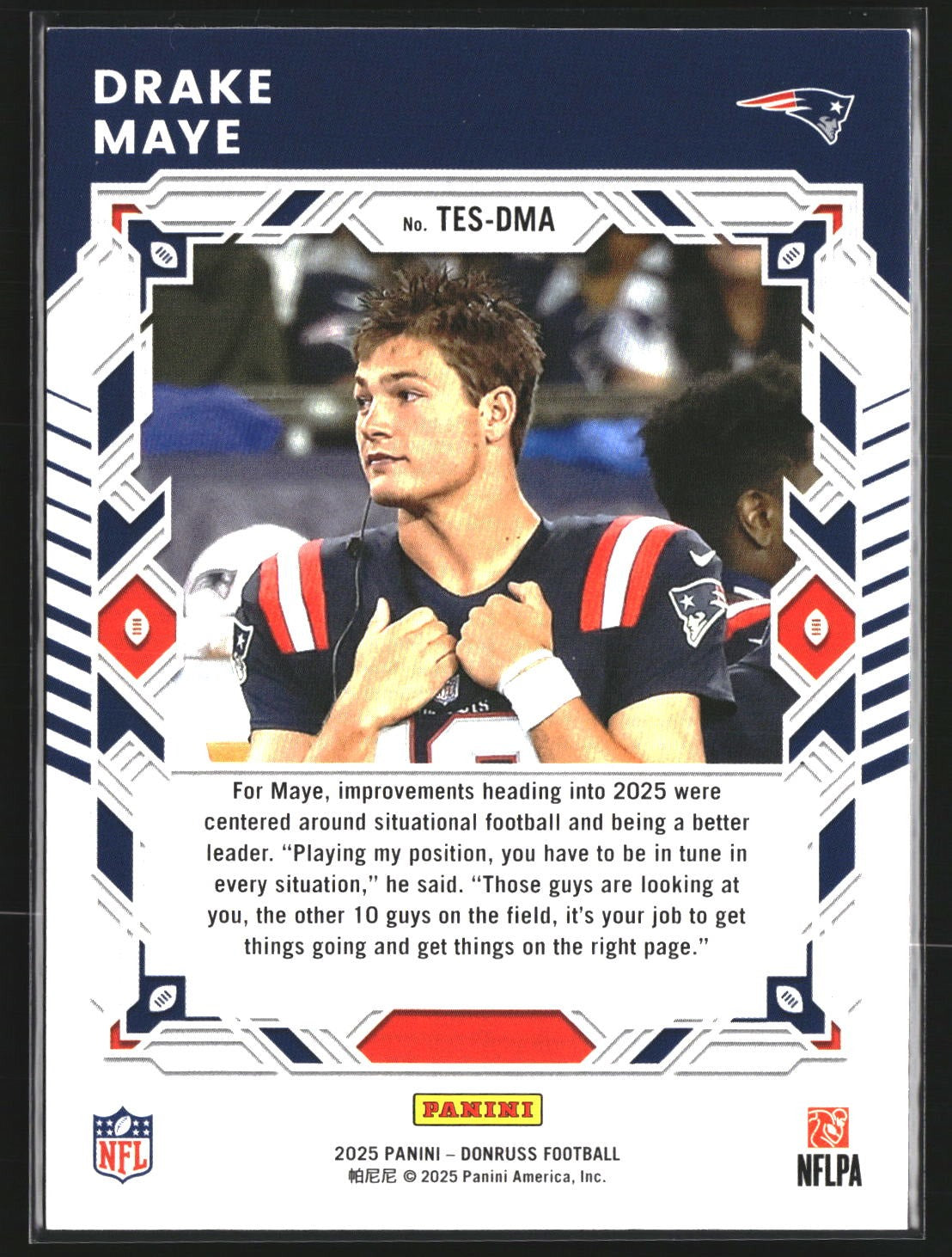 Drake Maye 2025 Donruss TES-DMA Elite Series New England Patriots