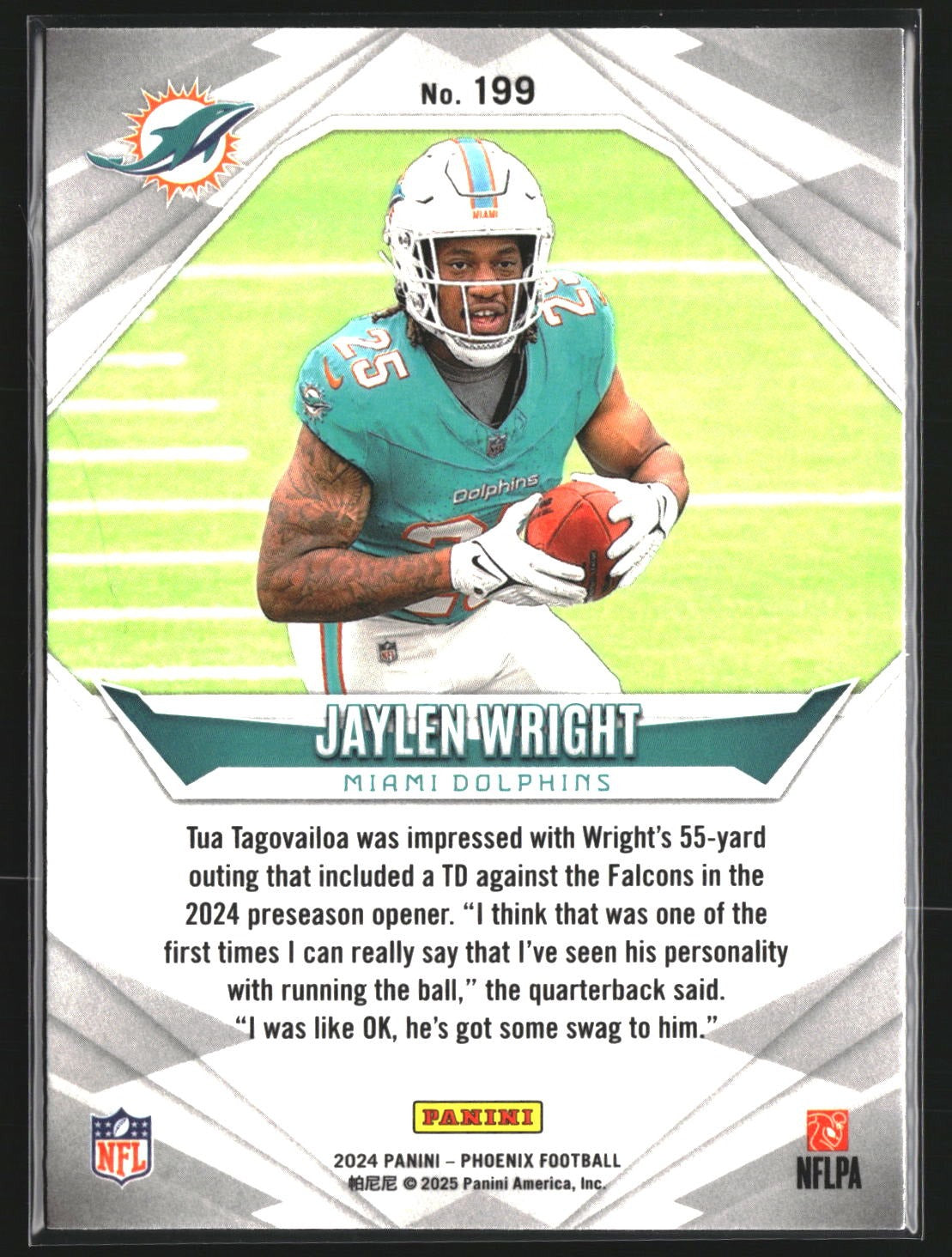 Jaylen Wright 2024 Panini Phoenix 199 Hyper RC RC Miami Dolphins
