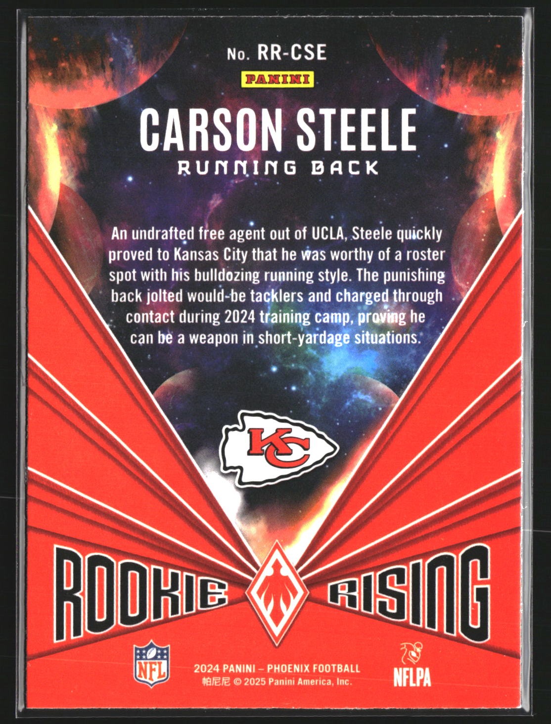 Carson Steele 2024 Panini Phoenix RR-CSE Rookie Rising Hyper Kansas City Chiefs