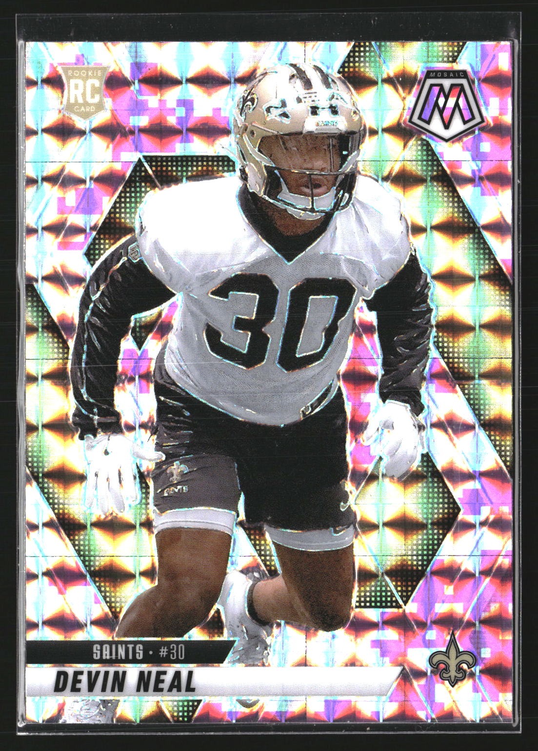 Devin Neal 2025 Panini Mosaic 330 Mosaic Camo Pink RC RC New Orleans Saints