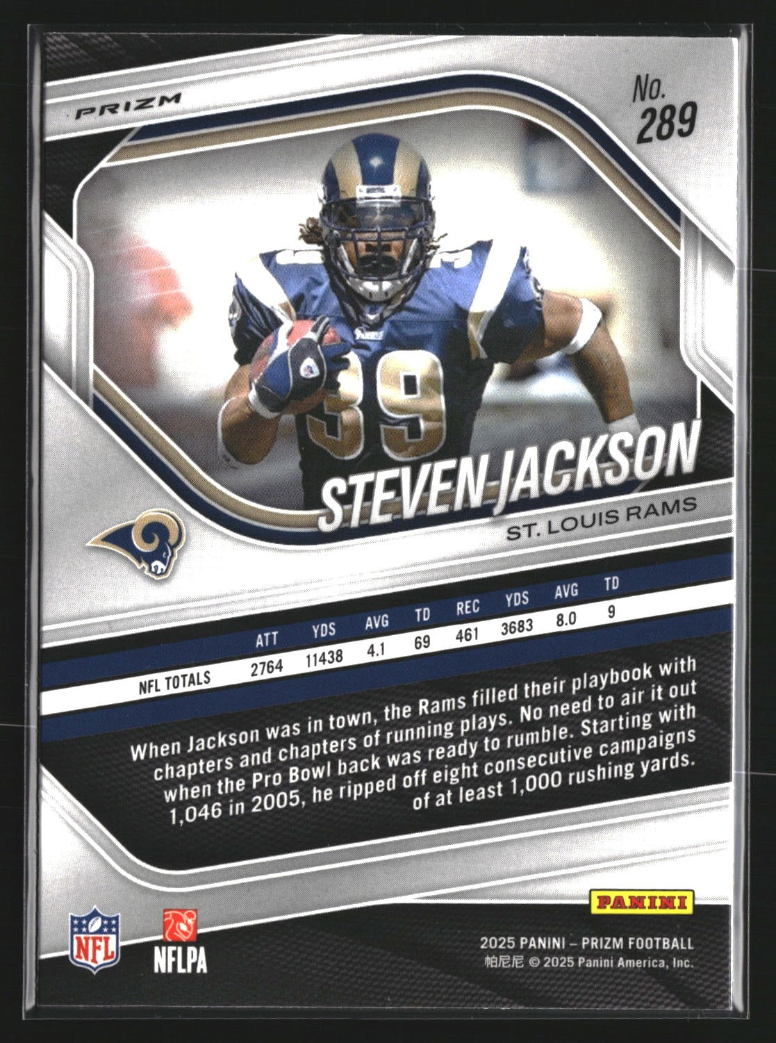 Steven Jackson 2025 Panini Prizm 289 Silver St. Louis Rams
