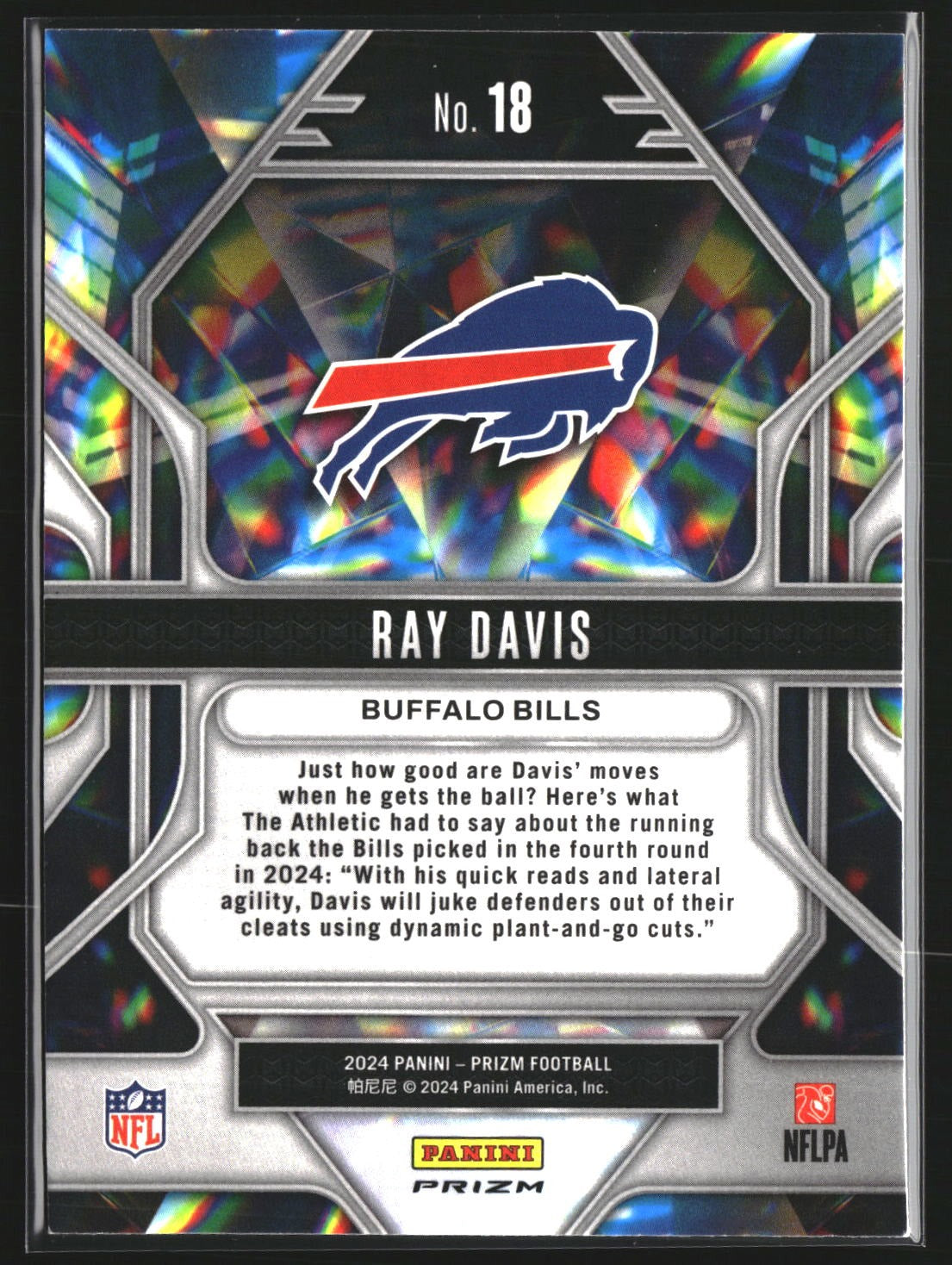 Ray Davis 2024 Panini Prizm 18 Prizmatic Green Ice Prizm Buffalo Bills