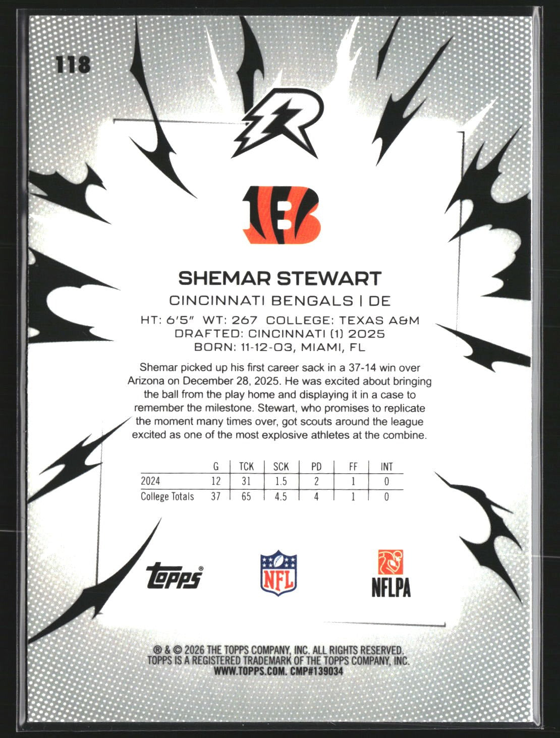 Shemar Stewart 2025 Topps Resurgence 118 Prism Refractor Cincinnati Bengals