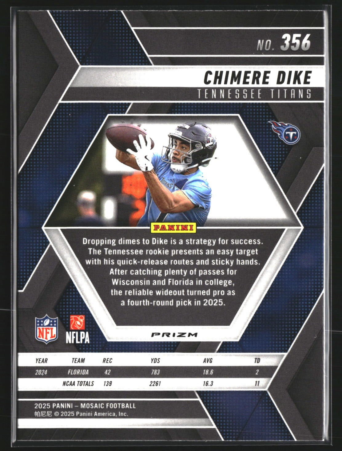 Chimere Dike 2025 Panini Mosaic 356 Mosaic RC RC Tennessee Titans