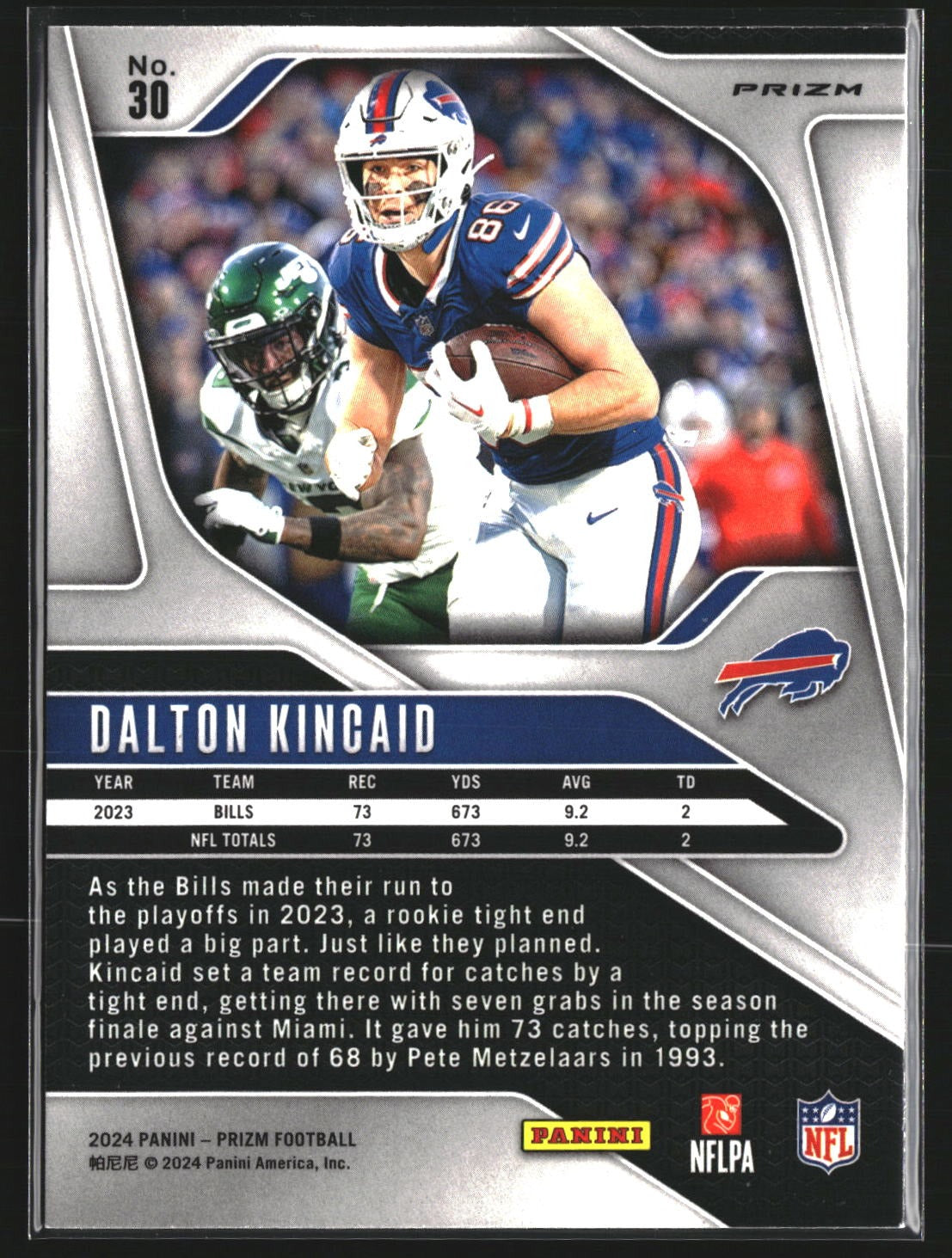 Dalton Kincaid 2024 Panini Prizm 30 Lazer Buffalo Bills