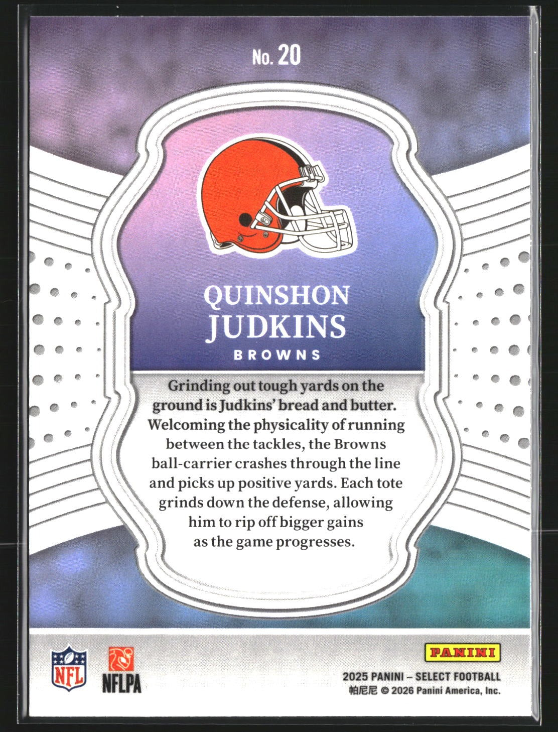 Quinshon Judkins 2025 Panini Select 20 Select Certified Rookies Cleveland Browns