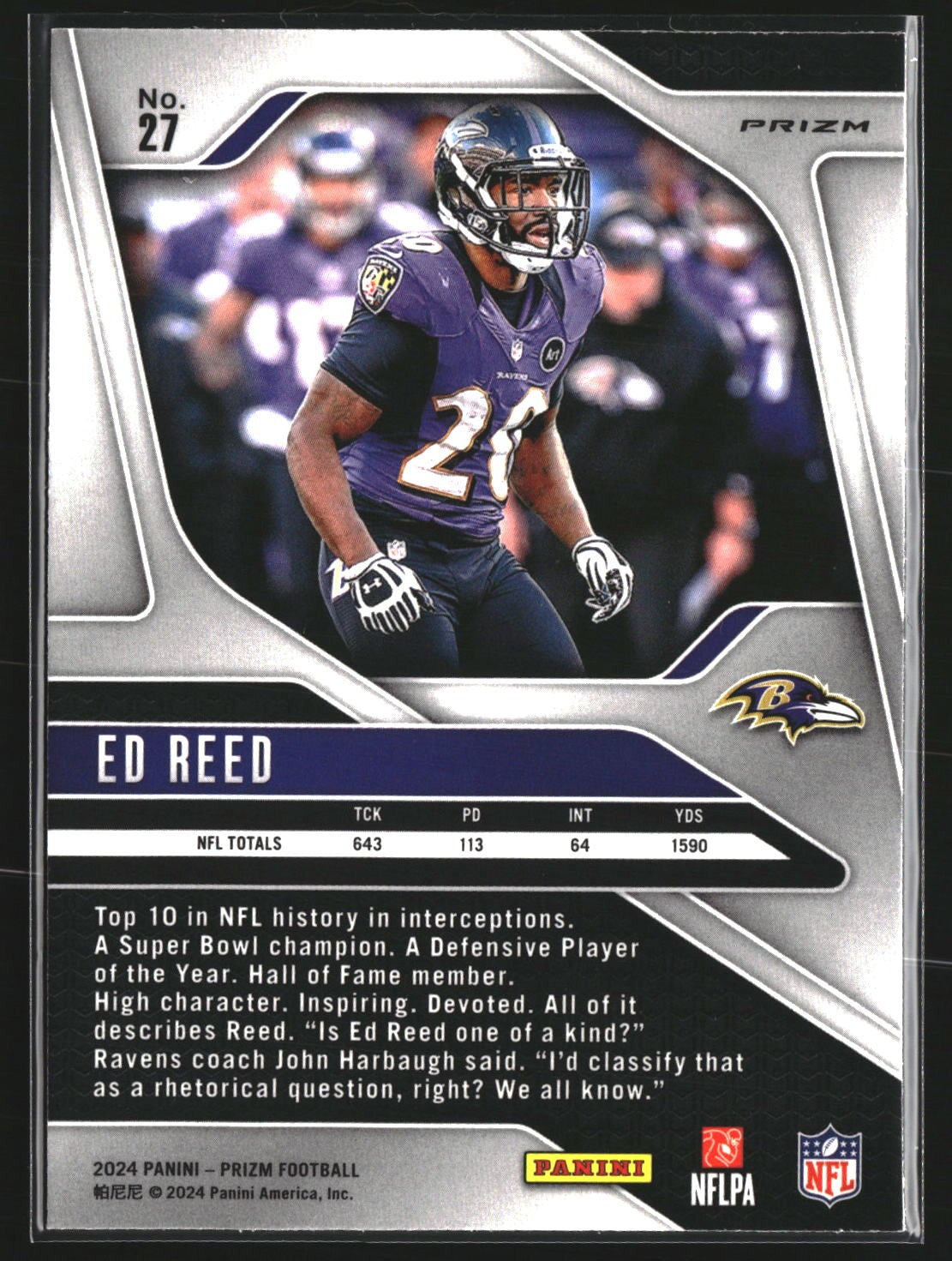 Ed Reed 2024 Panini Prizm 27 Silver Baltimore Ravens