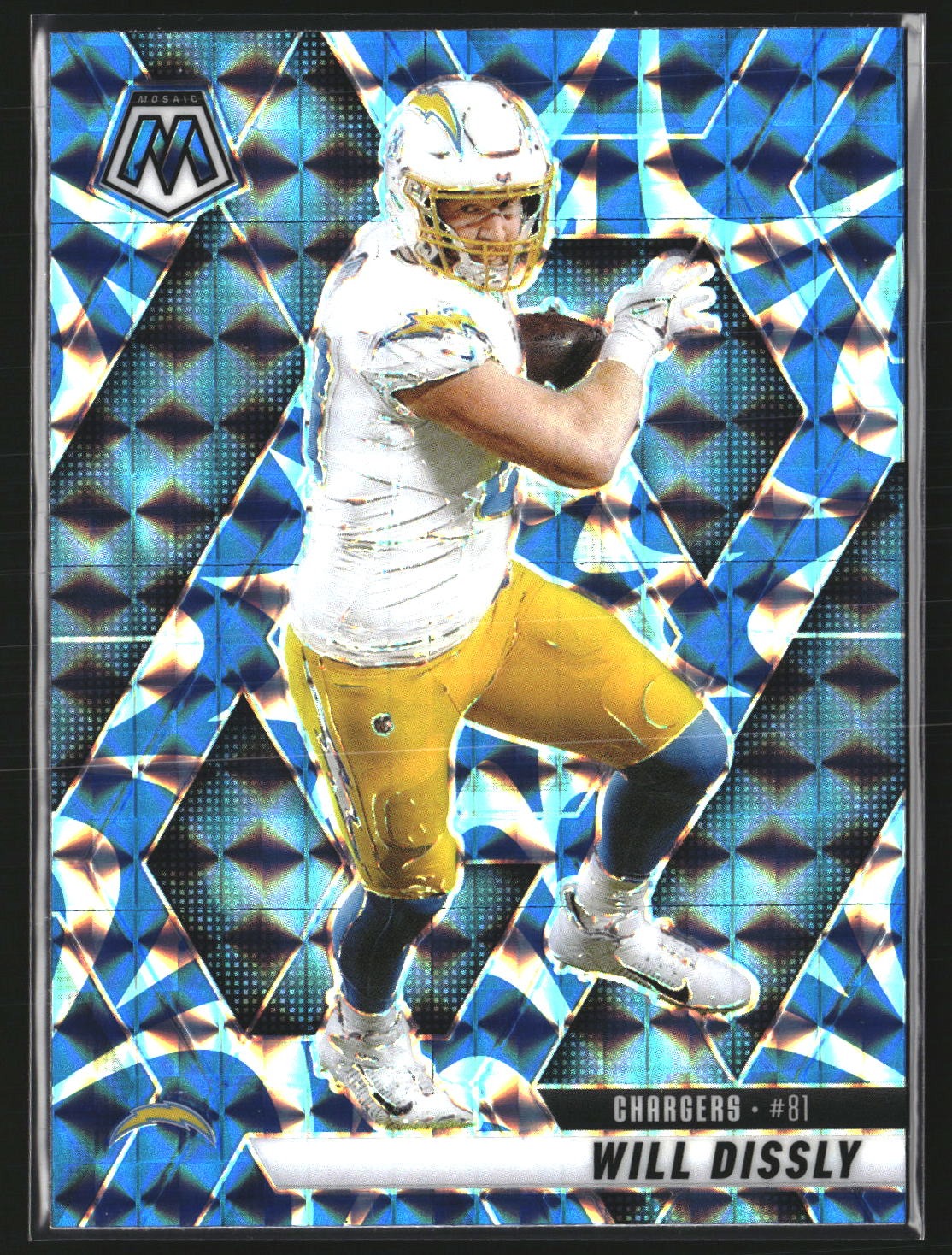 Will Dissly 2025 Panini Mosaic 114 Mosaic Reactive Blue Los Angeles Chargers