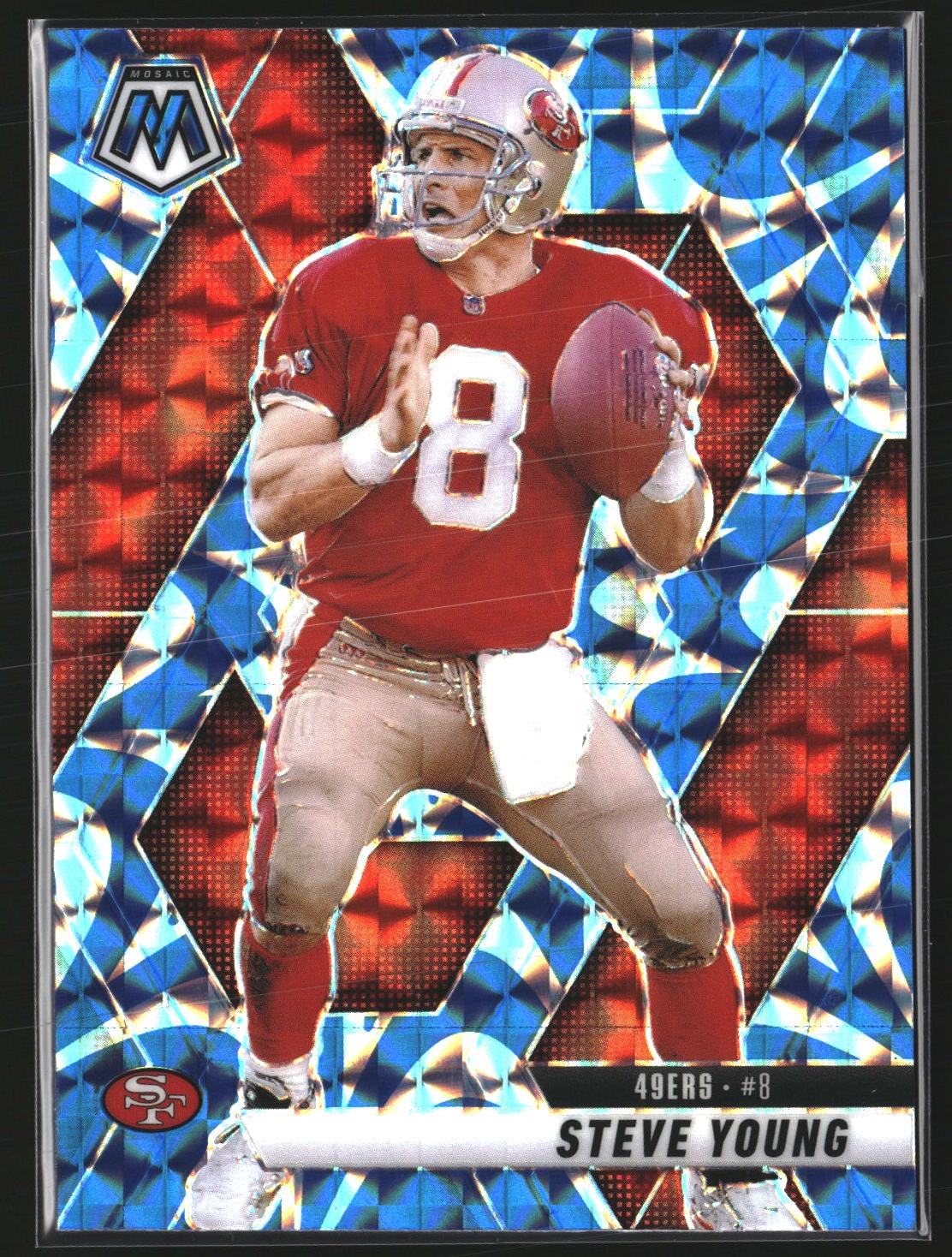 Steve Young 2025 Panini Mosaic 10 Mosaic Reactive Blue HOF San Francisco 49ers