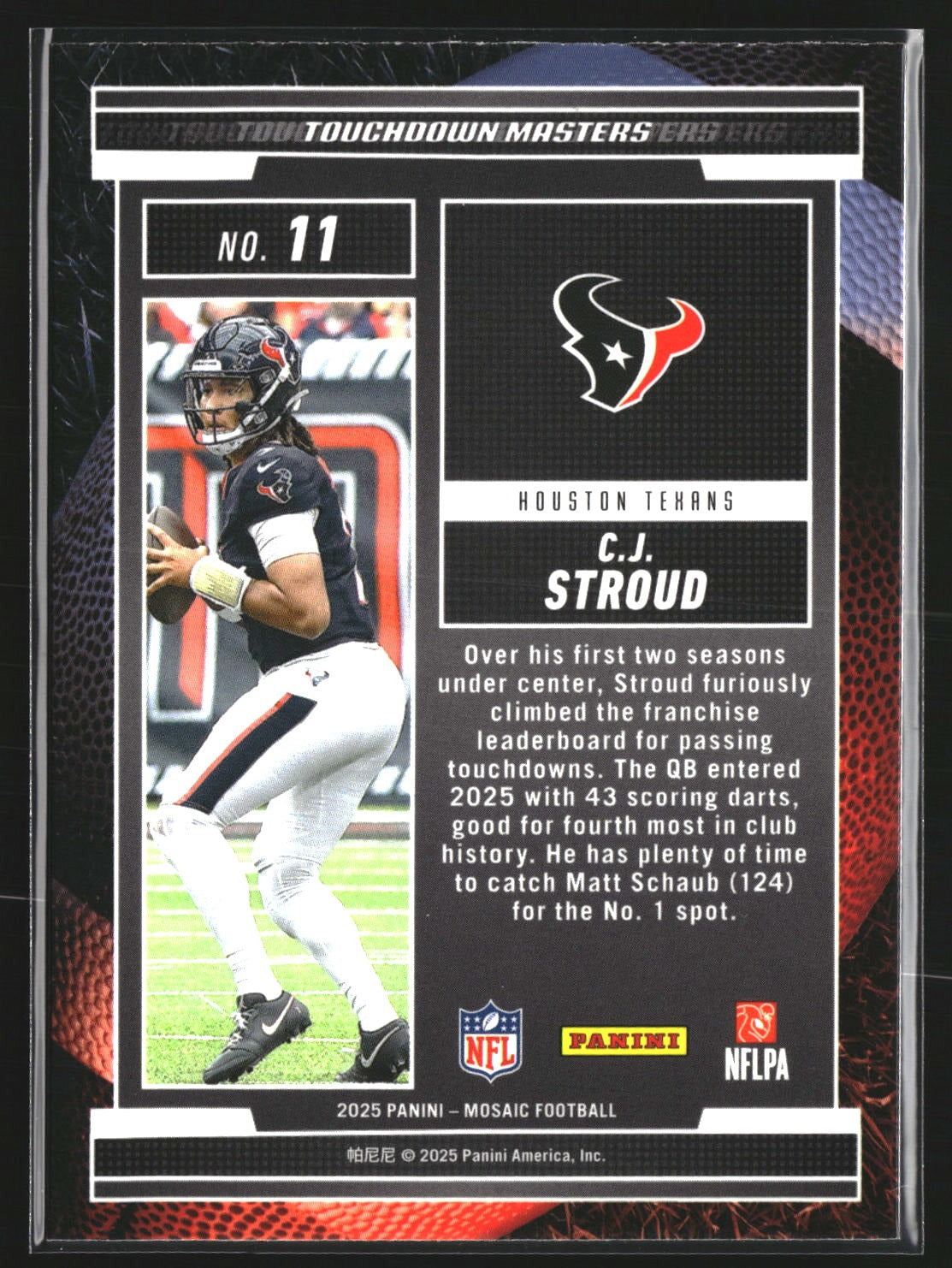 C.J. Stroud 2025 Panini Mosaic 11 Touchdown Masters Houston Texans