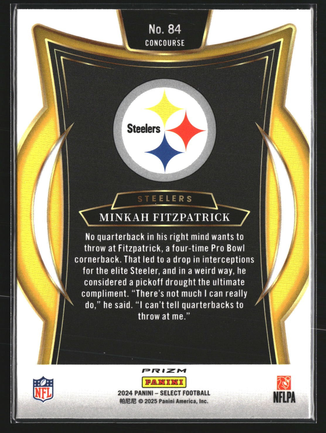 Minkah Fitzpatrick 2024 Panini Select 84 Green & Yellow Prizm Shock Steelers