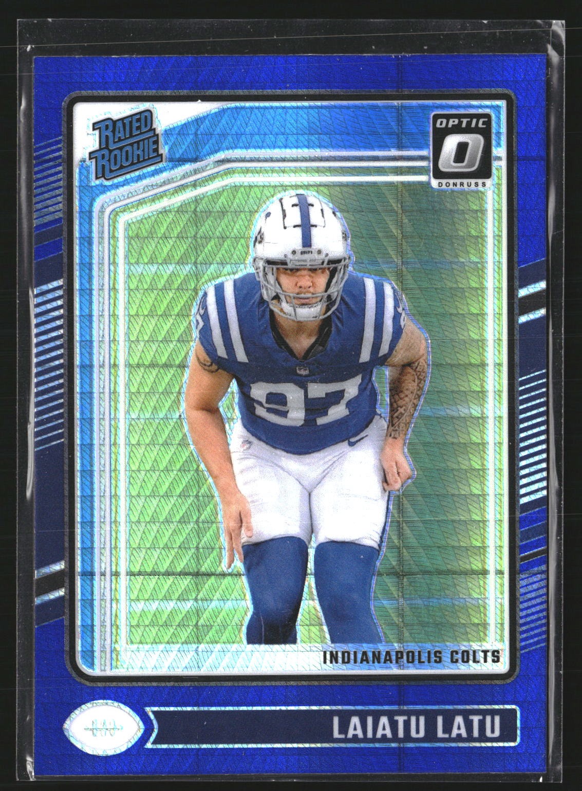 Laiatu Latu 2024 Donruss Optic 267 Blue Hyper Indianapolis Colts