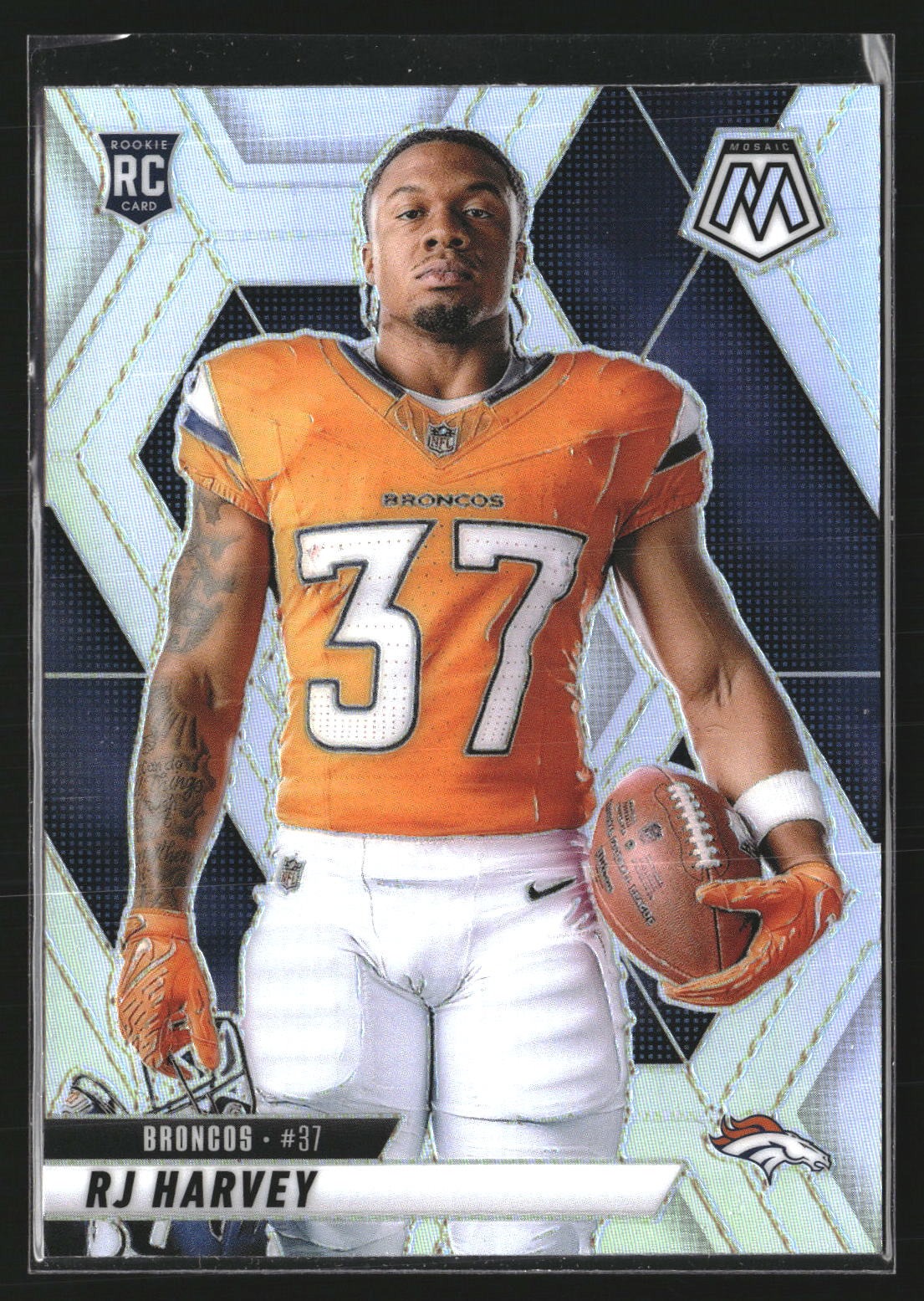 RJ Harvey 2025 Panini Mosaic 284 Silver RC RC Denver Broncos