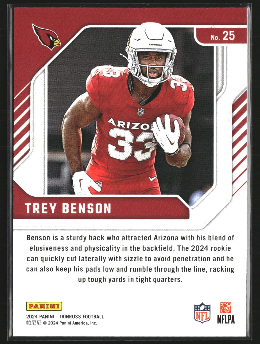 Trey Benson 2024 Donruss 25 Elite Series Rookies Arizona Cardinals
