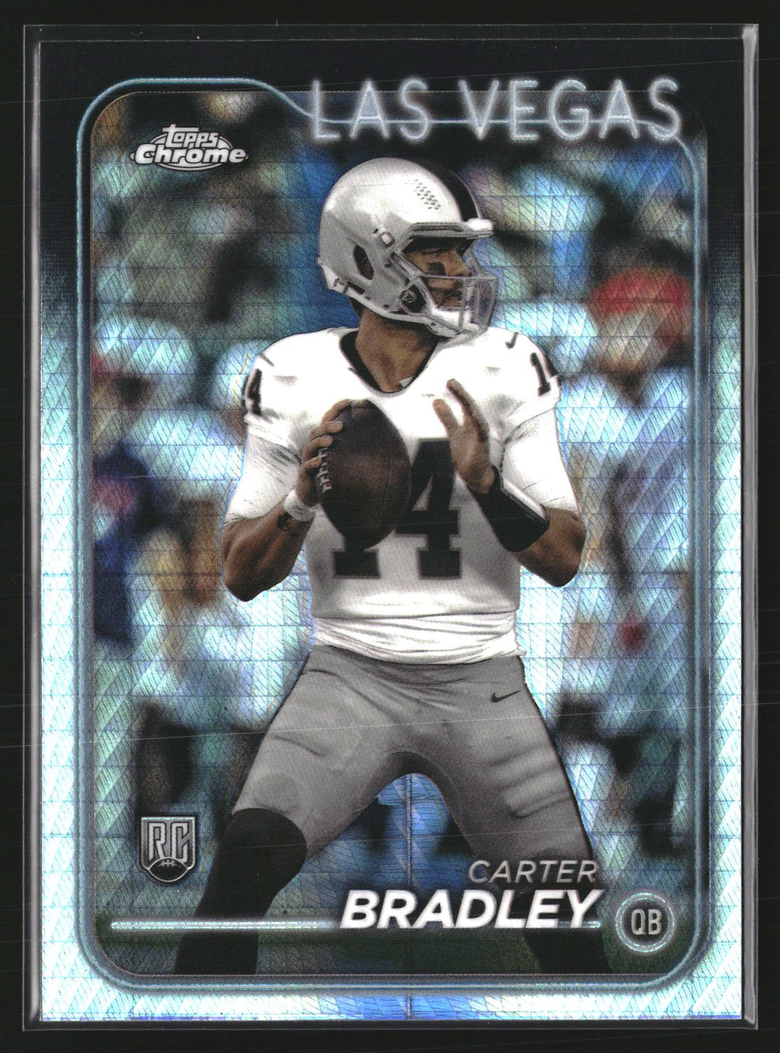 Carter Bradley 2024 Topps Chrome 272 Prism Refractor RC RC Las Vegas Raiders