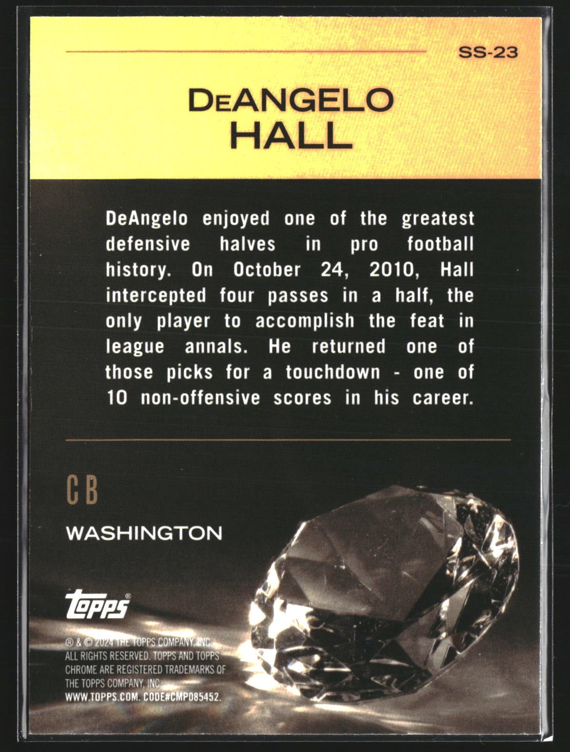 DeAngelo Hall 2024 Topps Chrome SS-23 Sunday Swag Lazer Refractor Redskins